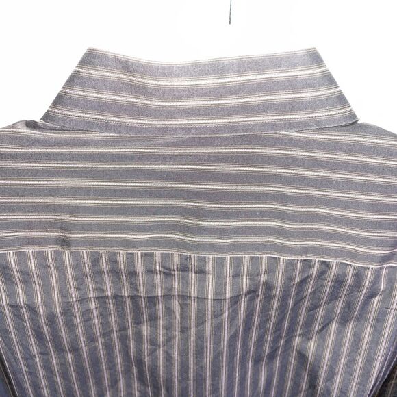 Hugo Boss Dress Shirt Men’s Size Large Gray Striped Long Sleeve Button Up - Picture 9 of 12